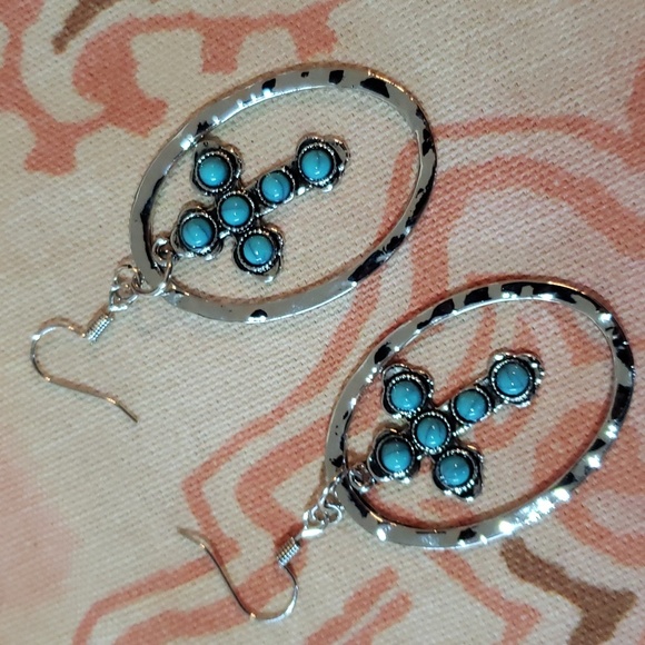 Cross Earrings Hoop Earrings - Picture 3 of 8